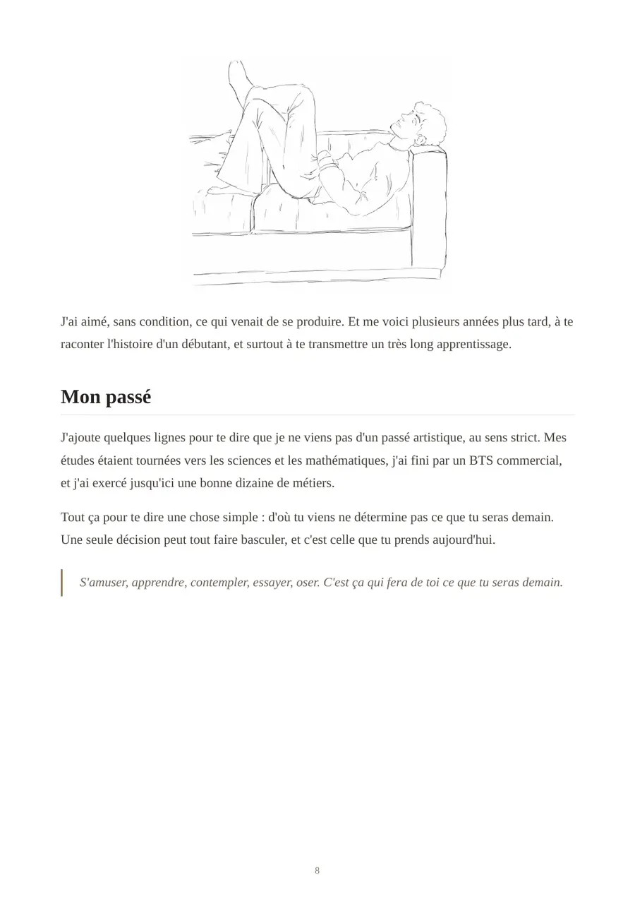 Page du guide : mon histoire, illustration dessinée à la main