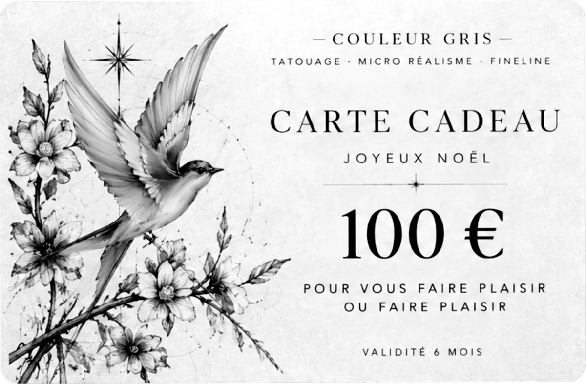 Carte cadeau tatouage Couleur Gris de 100 euros