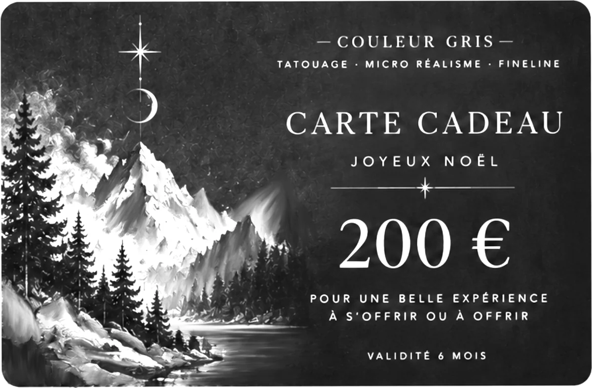 Carte cadeau tatouage Couleur Gris de 200 euros