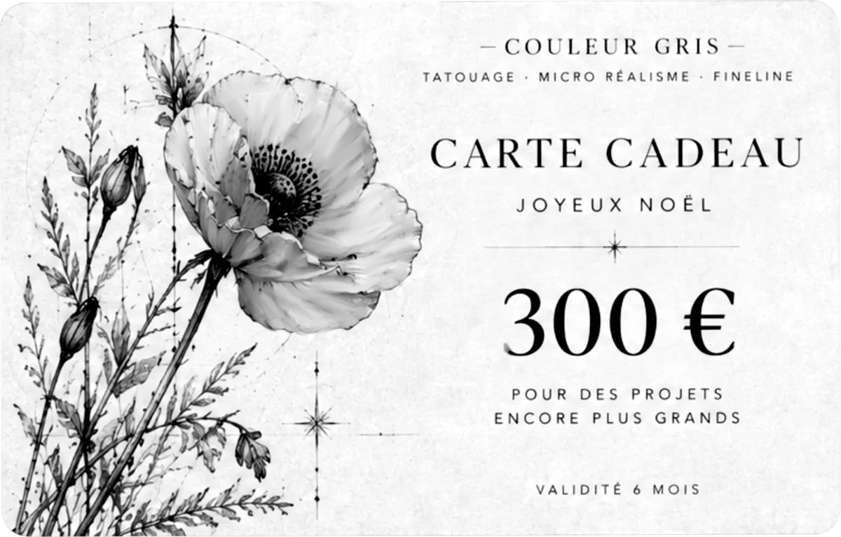 Carte cadeau tatouage Couleur Gris de 300 euros